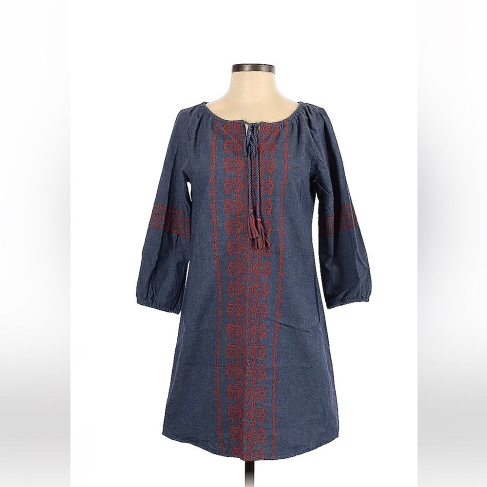 C Denim embroidered boho dress, small